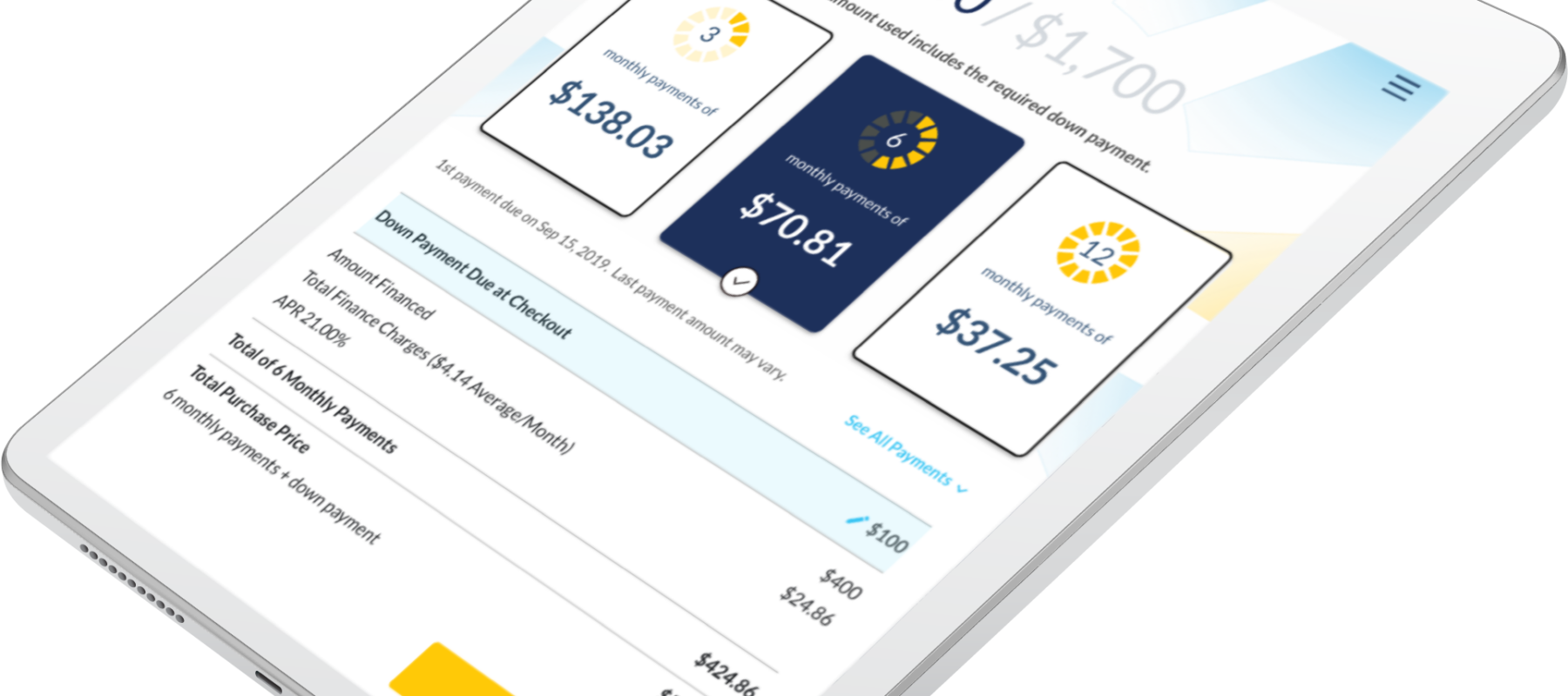 Auto Tablet 21 pecent APR