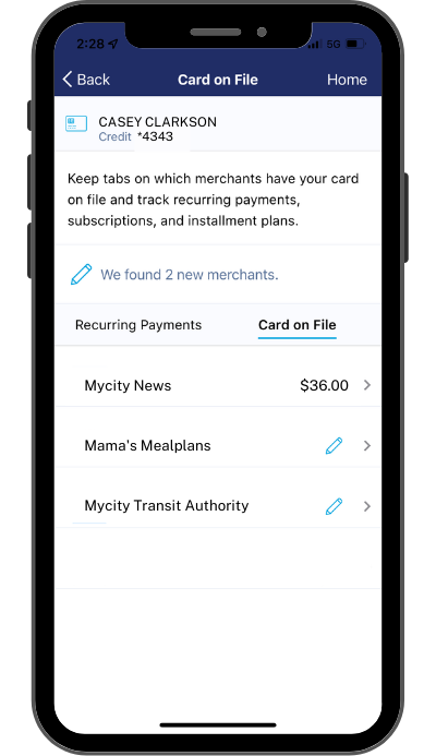 The "Card on File" screen in the MySunbit mobile app