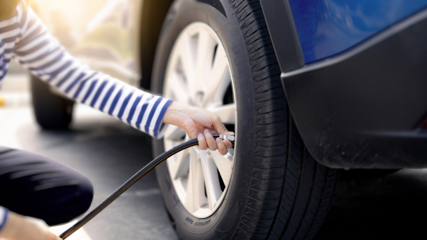 checking tire pressure